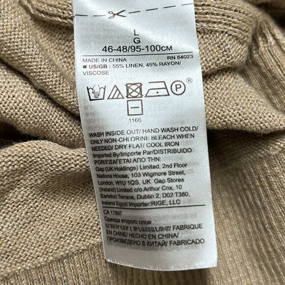 banana republic tan sand minimalist linen knit oversized baggy relaxed tee shirt - Picture 7 of 7